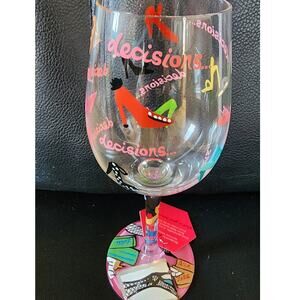 Lolita Hand Painted Wine Glass 15oz  Love My Wine Stiletto with recipe on bottom